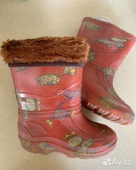 Резиновые сапожки с меховым носком