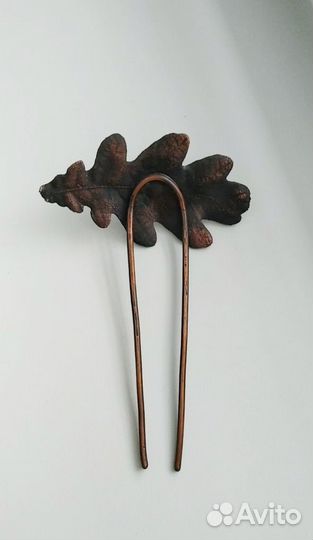 Заколка канзаши дуб бохо гальваника