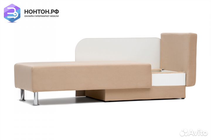 Кушетка еврокнижка Леон бежевая / синяя