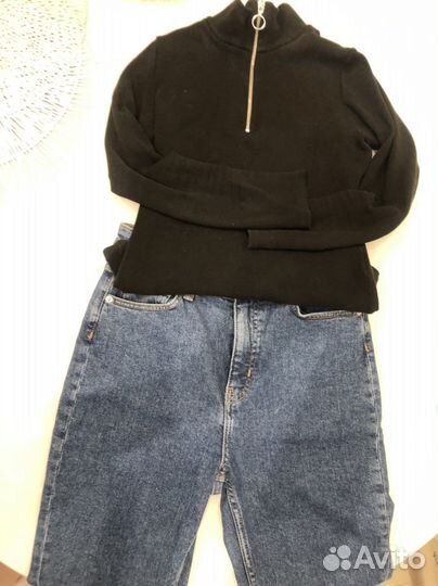 Джинсы hm 46, кофта oodji м черная