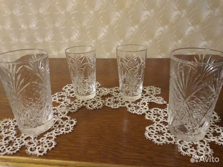 Хрусталь с алмазной нарезкой высокие стопки СССР