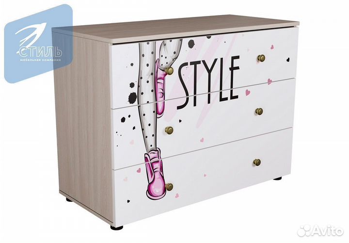 Мийа-3 Комод Белая шагрень ф.п Ретро