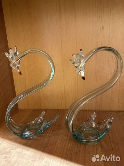 Набор стеклянных лебедей