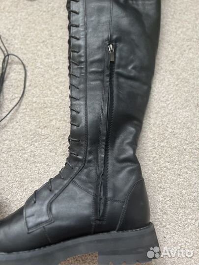 Крутые ботфорты со шнуровкой из натур. кожи, 38