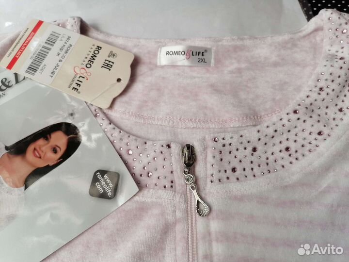 Халатик велюровый со стразами Romeo&Life, Турция