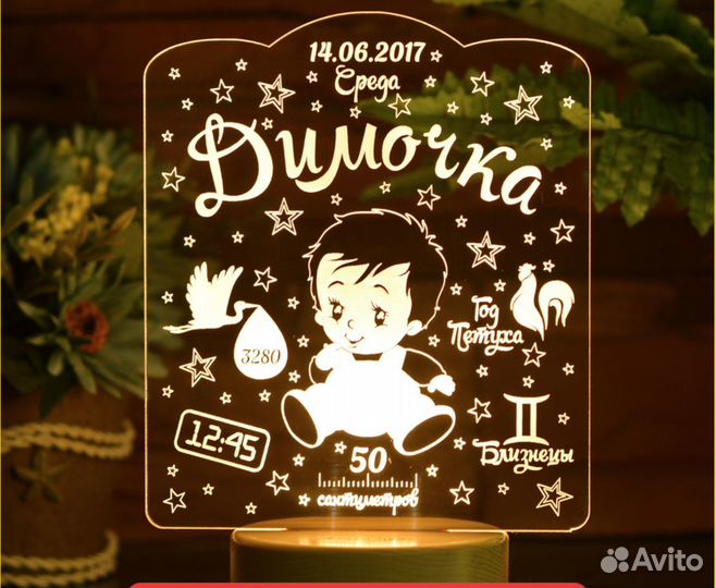 Светильник детский на подарок (ночник)