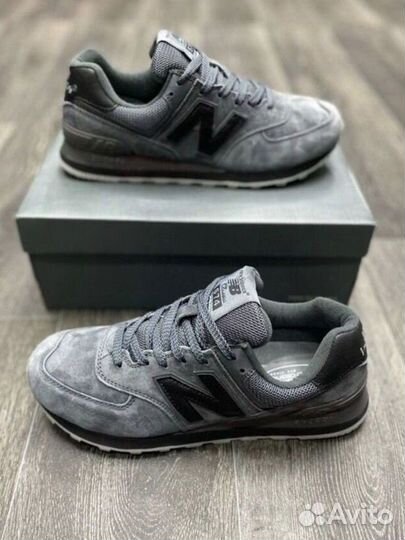 Кроссовки new balance 574 серые замша 41-46