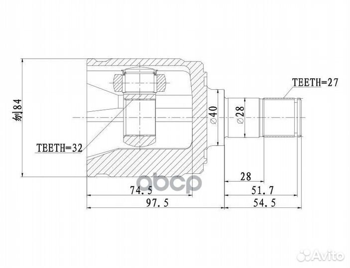 ШРУС внутренний R honda Civic 95-01/CRV I 97-02