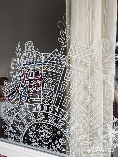 Роспись витрин в новогоднем стиле