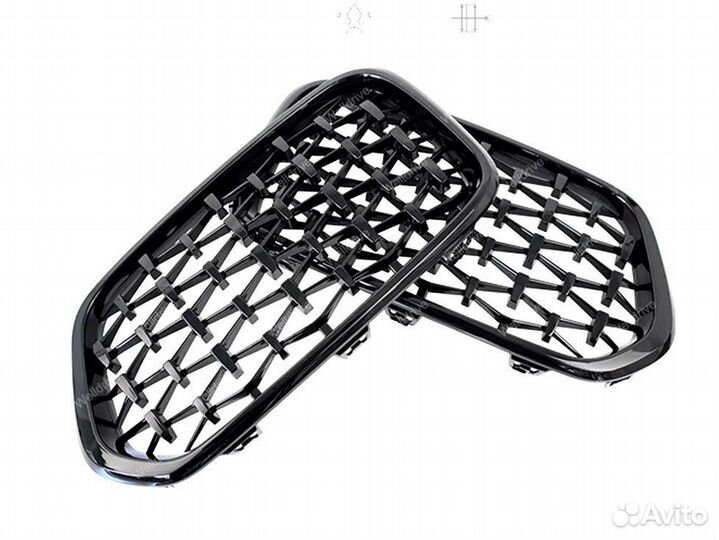 Решетка радиатора BMW X2 F39 Diamond черный глянец