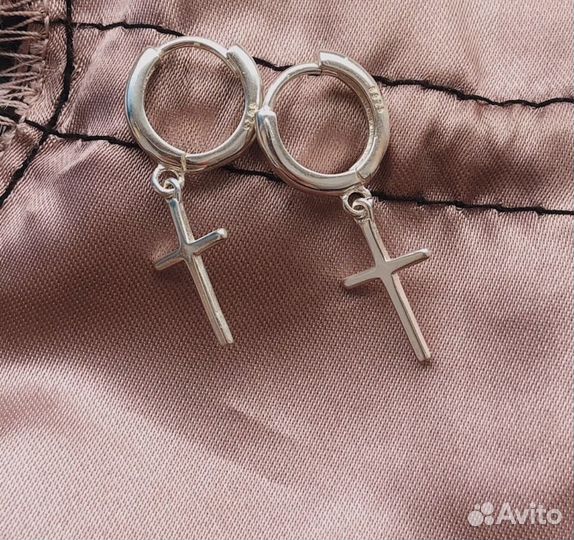 Сережки серебро кресты