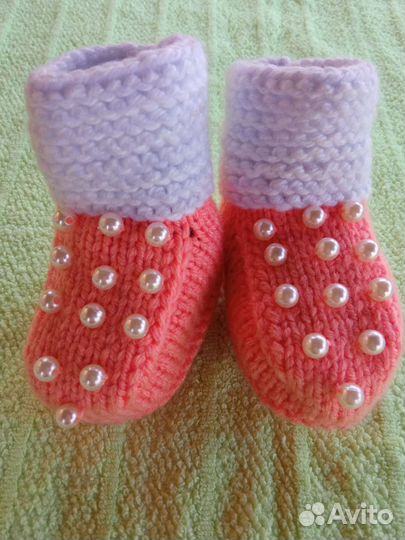 Пинетки вязаные для новорожденных