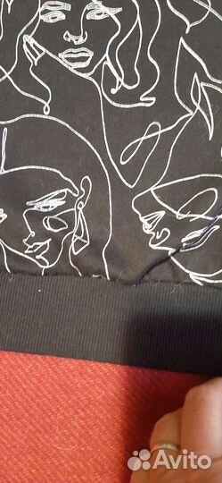 Свитшот чёрный, рукав длинный, XS, оверсайз