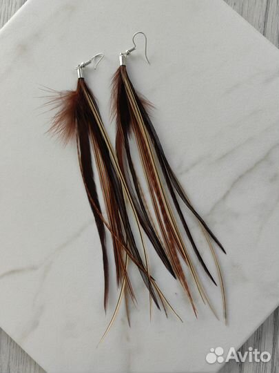Серьги из натуральных перьев