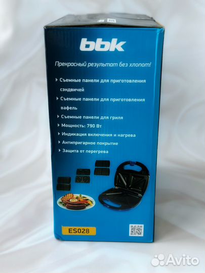 Сэндвичница Вафельница BBK ES028 790Вт синий