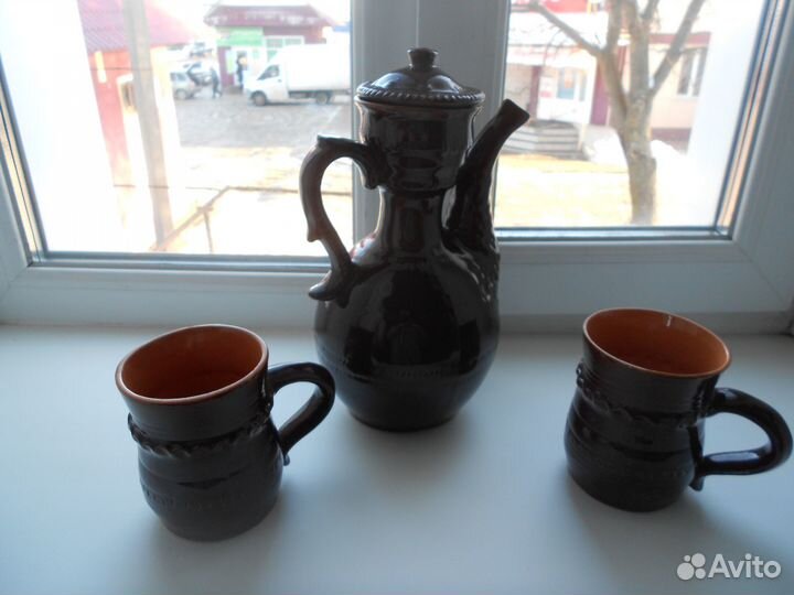Керамич. графин, бокалы, чайник и молочник СССР