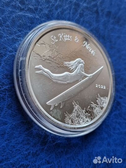 Монета Серебро Серфер Карибы Серфинг Унция