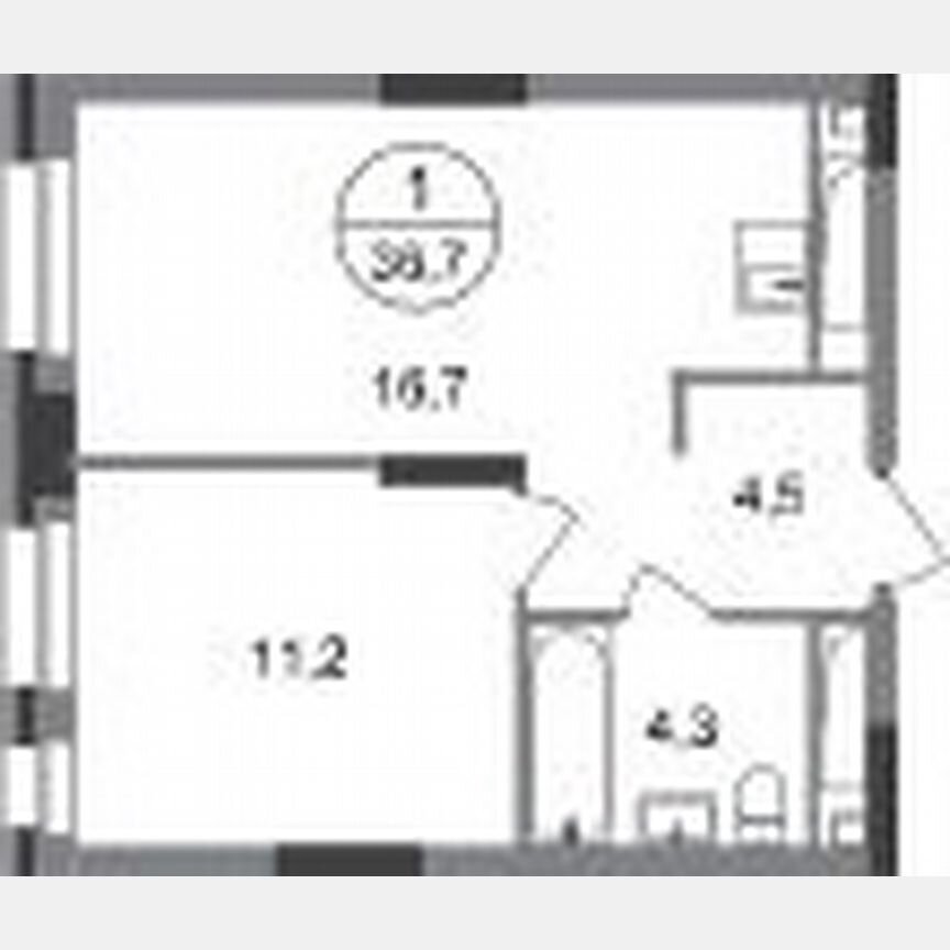 1-к. квартира, 36,7 м², 17/20 эт.