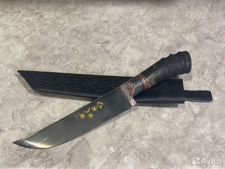 Пчак большой шеф, гарда гравировка рог архара, шх