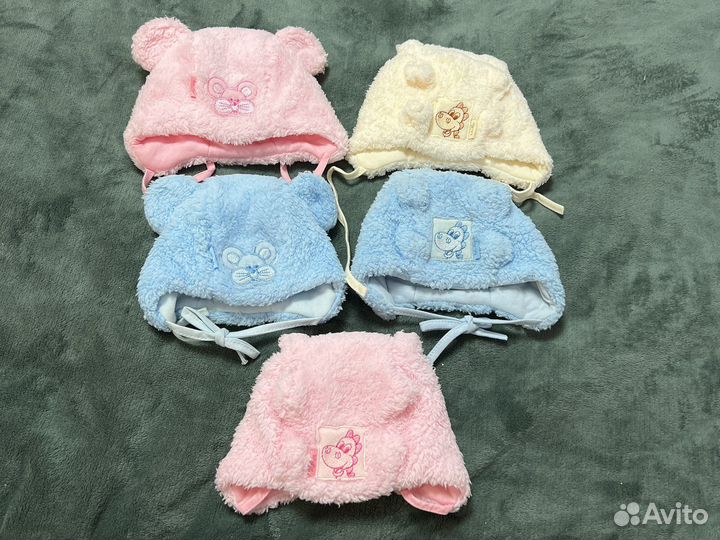 Шапочка зимняя для новорожденных новая Польша