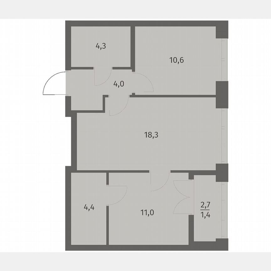2-к. квартира, 54 м², 5/11 эт.