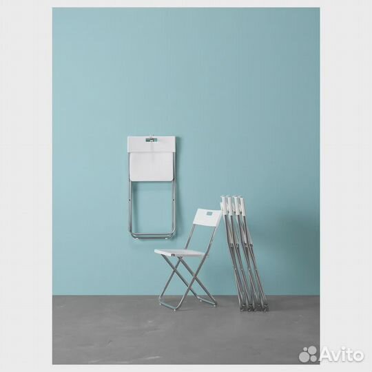 Гунде Стул складной, белый. Протестировано для 100 кг