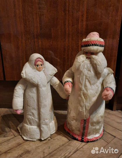 Советские дед мороз и снегурочка новогодниигрушки