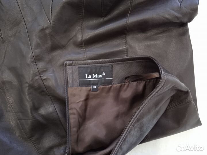 Стильная юбка натуральной кожи с кружевом La Masa