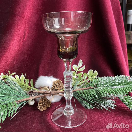 Подсвечник настольный винтажный цветное стекло