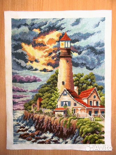 Маяк, Дельфины вышивка крестом