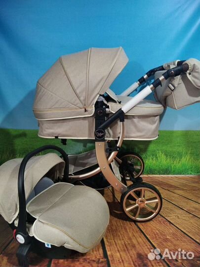 Новинка Эмели делюкс 3в1, Хаки. Бежевый