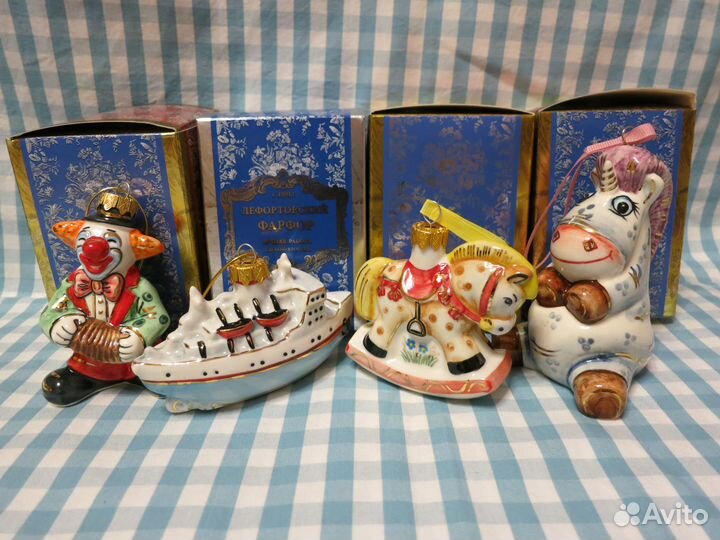 Елочные игрушки, Лефортовский фарфор, 4 шт