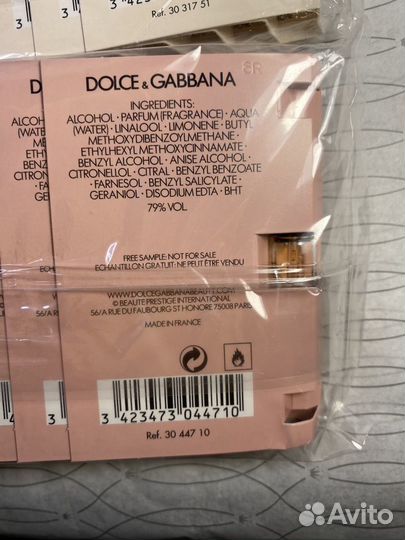 Dolce gabbana eau de parfum пробники 1,5 ml