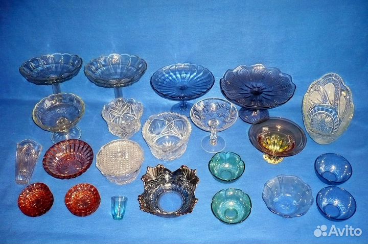 Вазы, конфетницы хрусталь, цветное стекло СССР