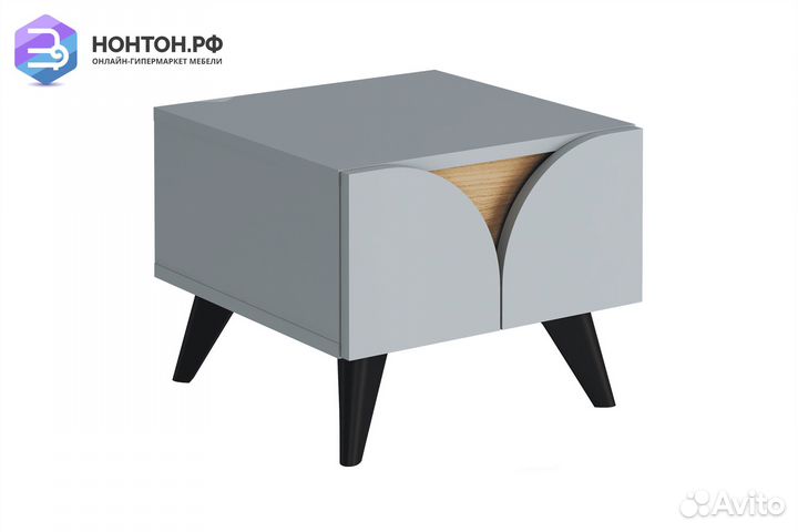 Тумба прикроватная Монро шиншилла серая / дуб краф