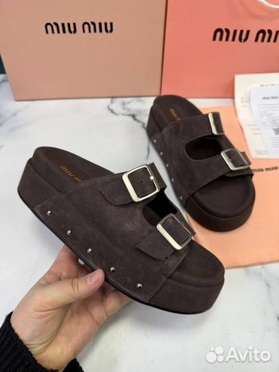 Сандали На Платформе /Шлепки Miu Miu Размеры 36-40