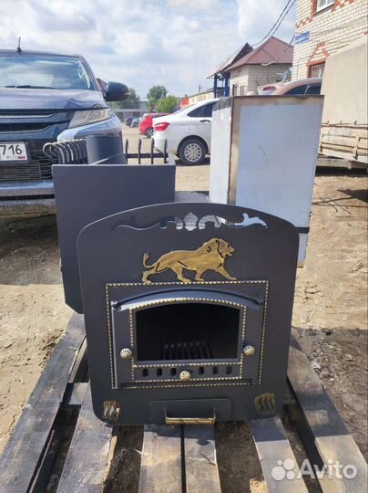 Банная печь на три помещения золото лев