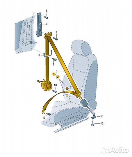 Ремень безопасности передний правый Volkswagen