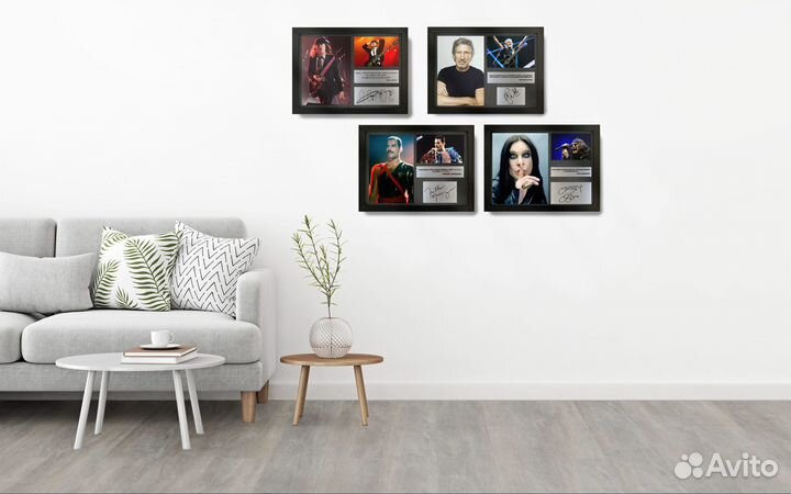 John Lennon автограф на металле в рамке подарок