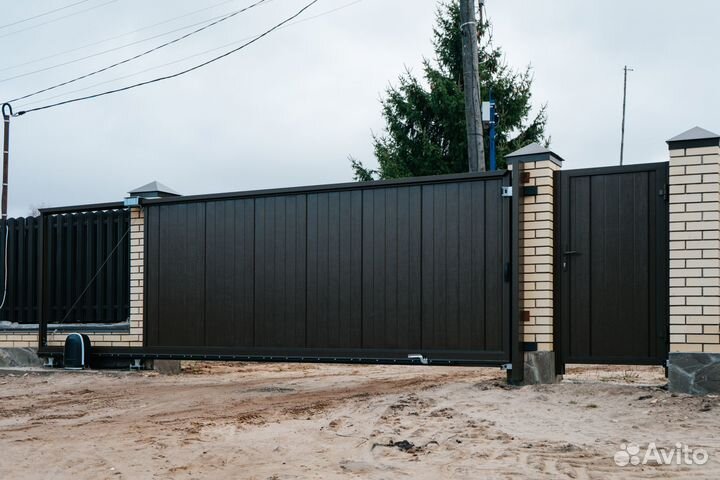 Ворота и калитка откатные готовые Алютех гарантия