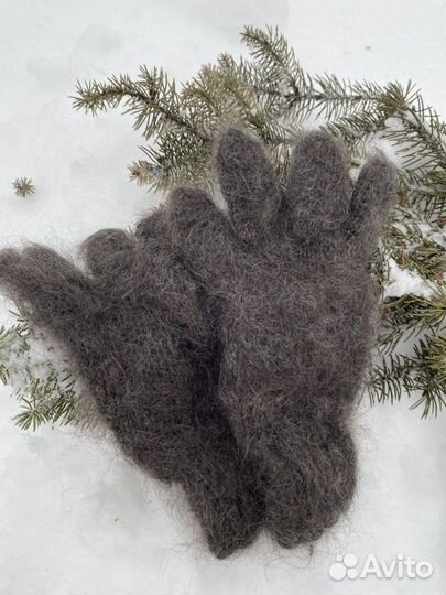 Перчатки пуховые серые