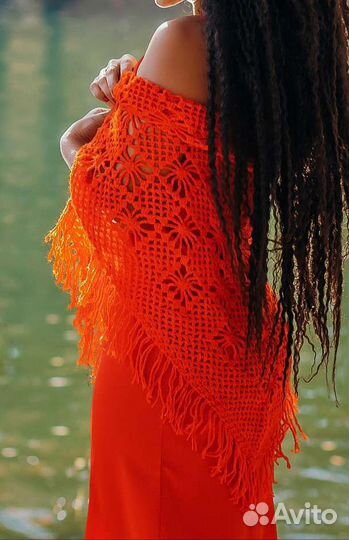 Платок шаль винного цвета