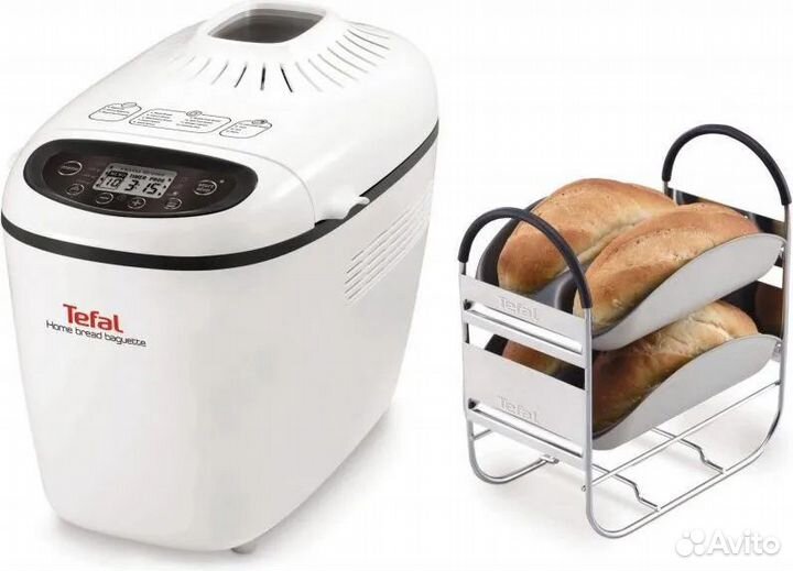 Дубль 1020 Хлебопечка Tefal Home Bred Baguette PF610138 белая 1600 Вт
