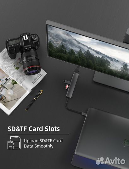 USB 3.0 Type-C Hub для MacBook Pro/Air 7в 1