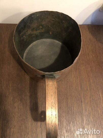 Медный ковш старинный, кашпо лофт