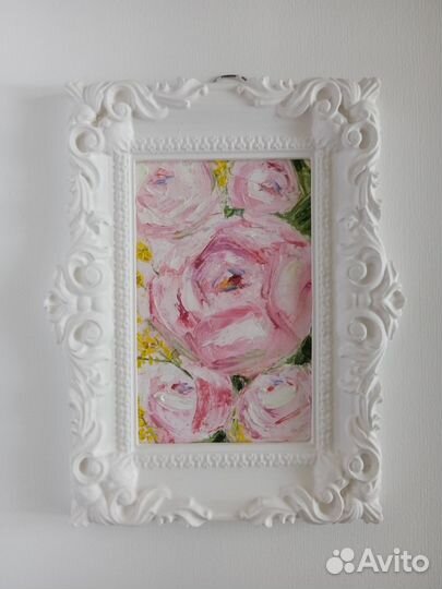 Картина маслом розовые пионы