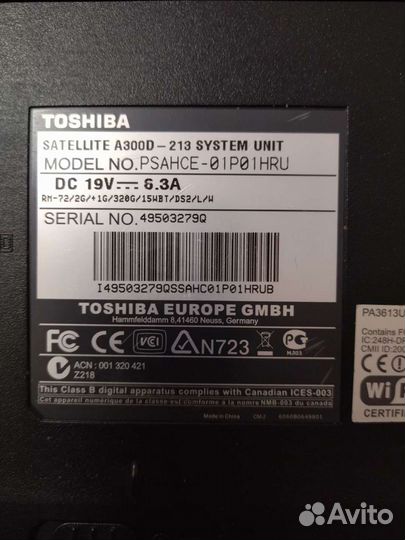 Ноутбук toshiba satellite a300d