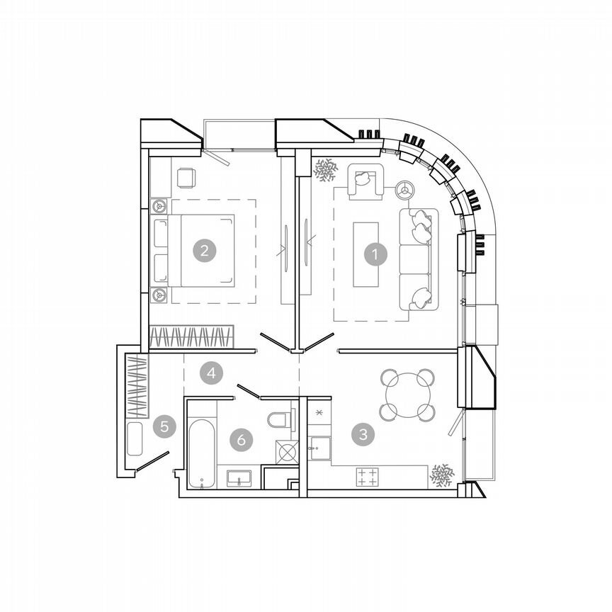 2-к. квартира, 61 м², 6/21 эт.