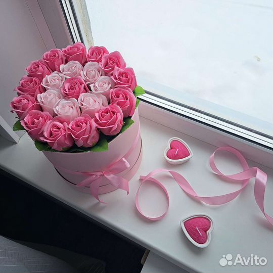 Композиция из 21 мыльной розы (handmade, новая)
