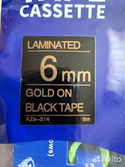 Картридж Brother TZe-314 6mm 8m Золото на Чёрном